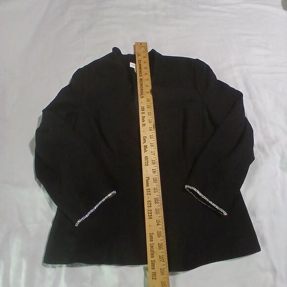Vintage Junnie Leigh SZ12 Open Blazer Black With Rhinestone-Cuff Detail USA Made - Picture 11 of 14
